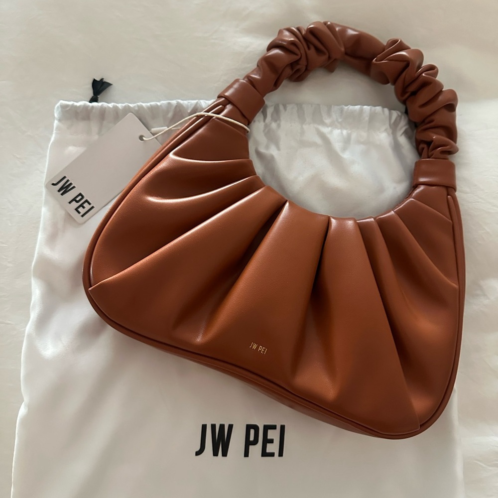 JW PEI Cognac Ruched Handle Shoulder Bag